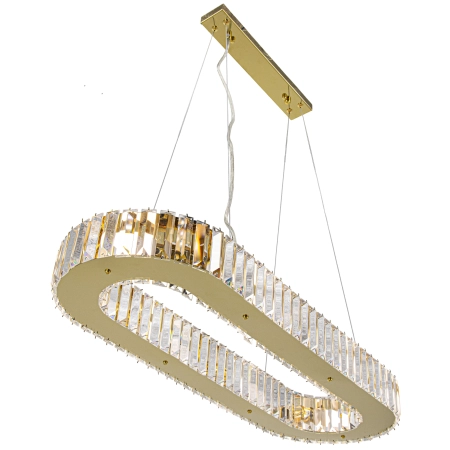 Lampa wisząca owalna złota szklana 80cm 6350/8 - Lampy Elem